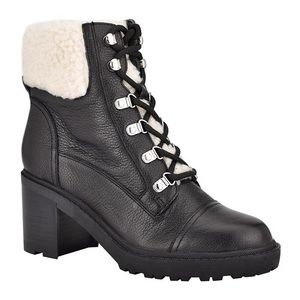 New in box Marc Fisher Lakynn Combat Bootie 8.5 M Black Leather